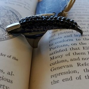 Black crystal claw ring